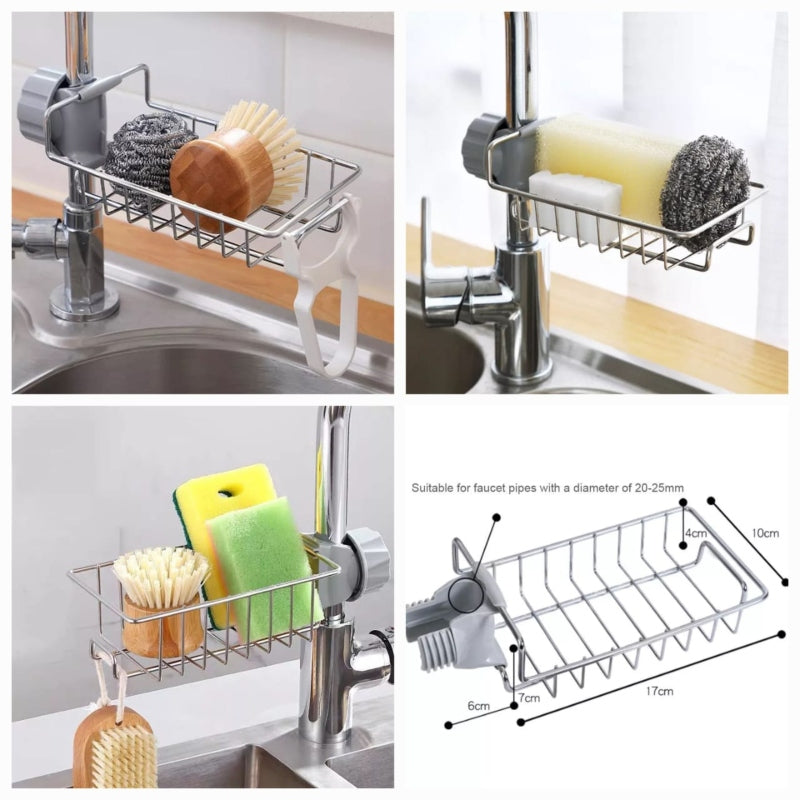 Stainless steel faucet rack sponge holder