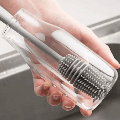 Silicone glass cleaning brush with long handle