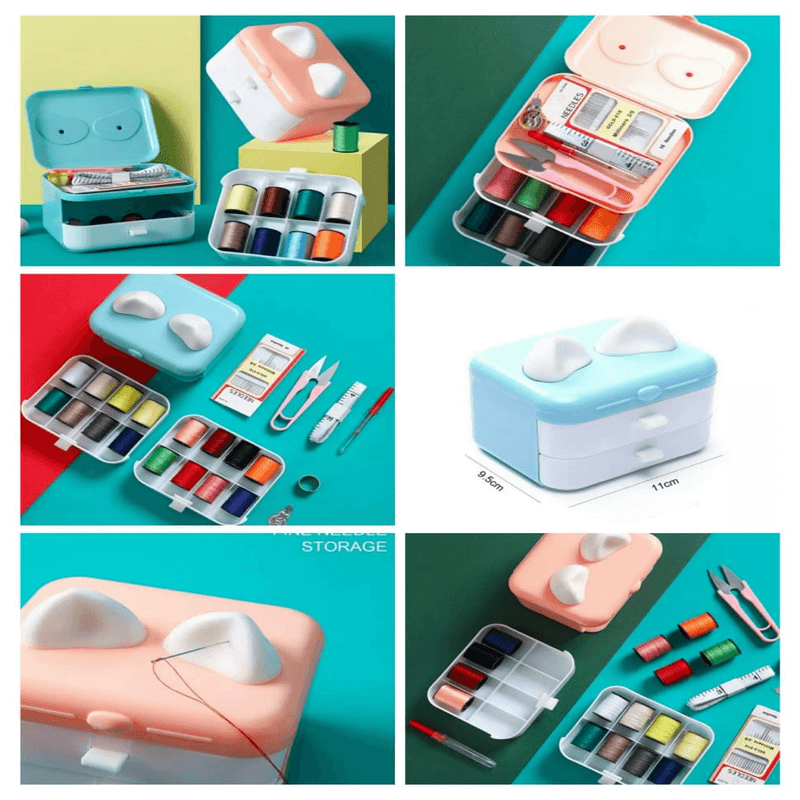 Portable sewing kit with multilayer storage box