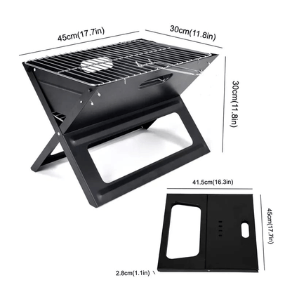 Instant foldable notebook bbq grill