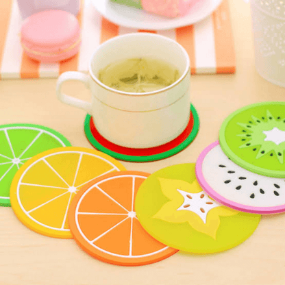 Drink placement mat cute silicone fruits cup mats