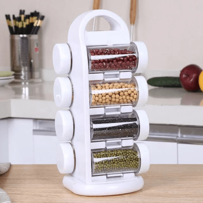 Revolving spice rack organizer with jars