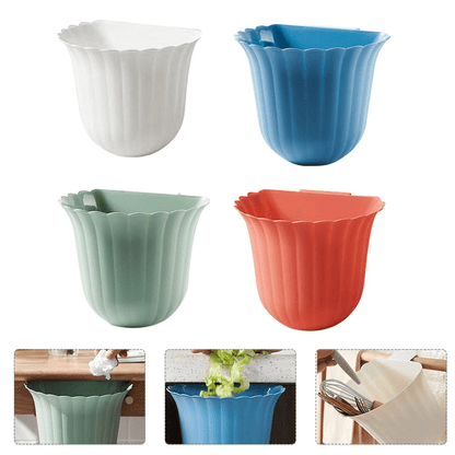 2 pcs kitchen hanging plastic trash can flower shape 