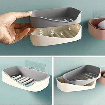 Self-adhesive wall-mounted soap dish