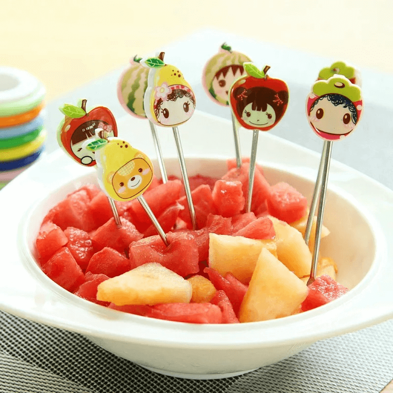 8pcs/set mini cartoon fruit fork