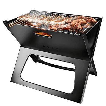 Instant foldable notebook bbq grill