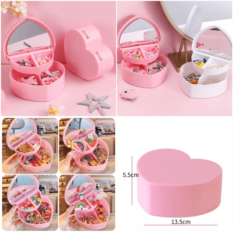 Heart shape jewelry organizer with mirror