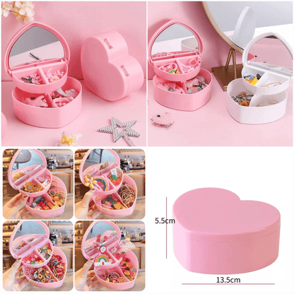 Heart shape jewelry organizer with mirror