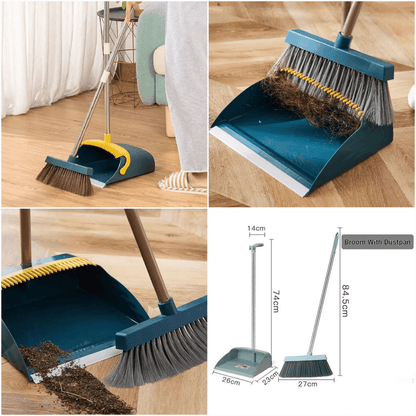 Attachable broom with dustpan