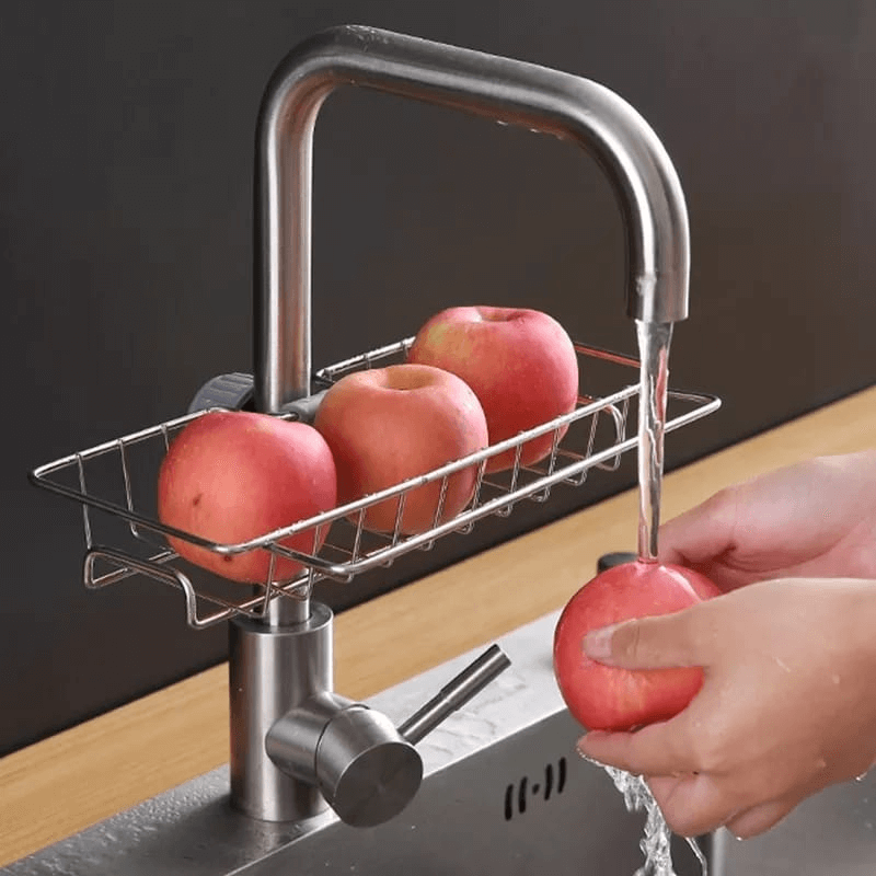 Faucet caddy shelf draining kitchen organizer rack