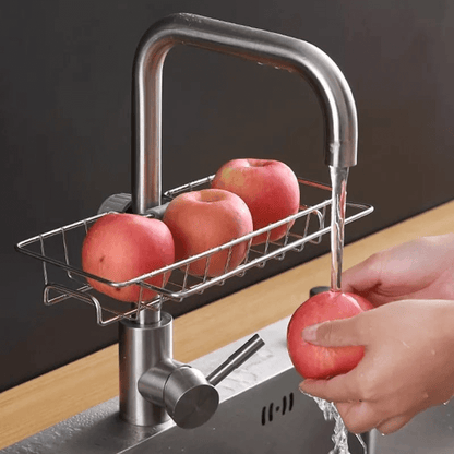 Faucet caddy shelf draining kitchen organizer rack