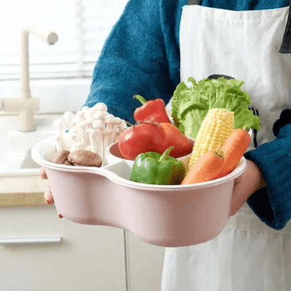 4 compartments wash basin vegetable basket