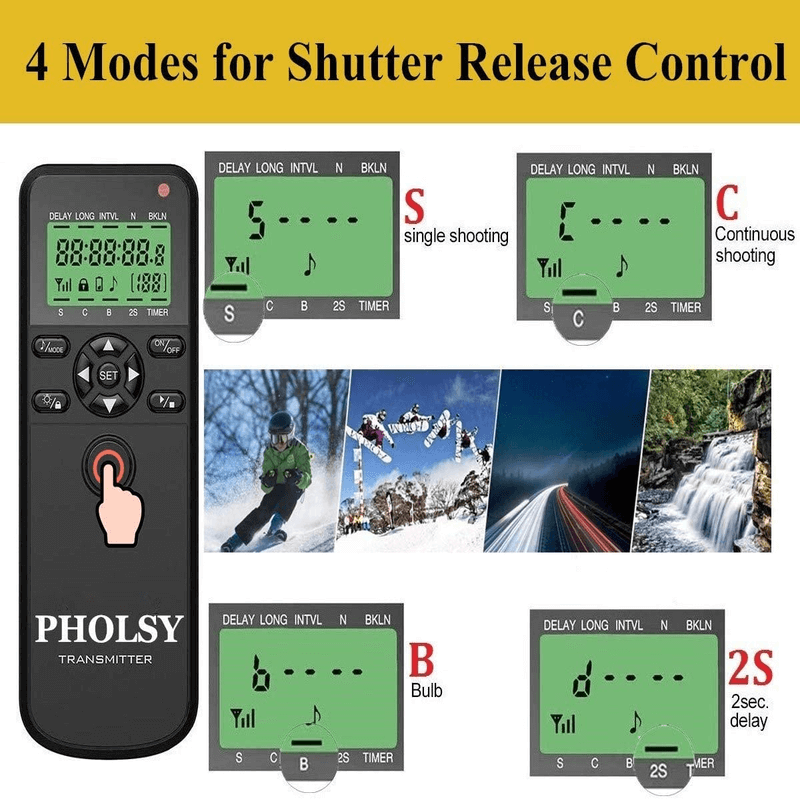 Pholsy wireless shutter remote control with digital timer