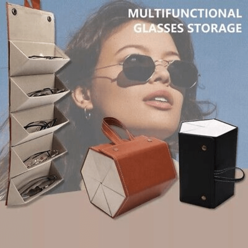 Leather 6 slot sun glasses organizer