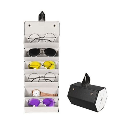 Leather 6 slot sun glasses organizer