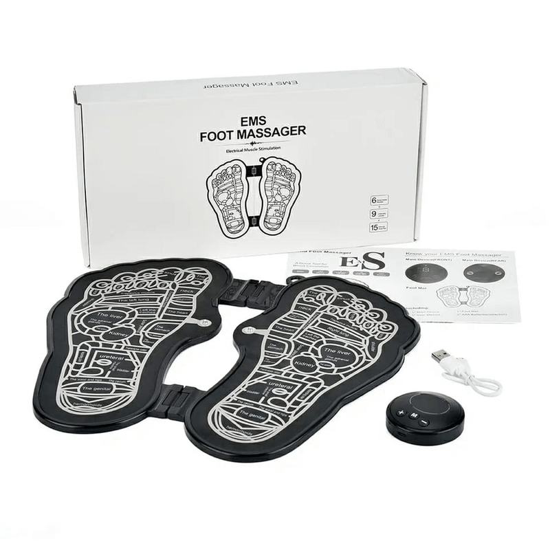 Foldable electric ems foot massager pad