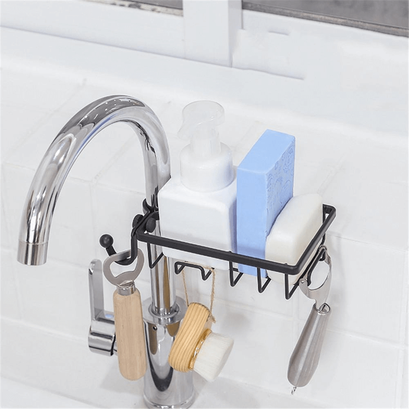 1 layer kitchen faucet tap caddy rack - black