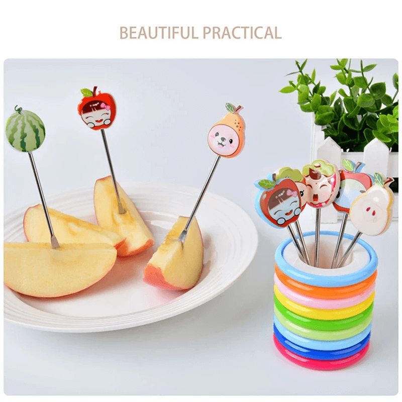 8pcs/set mini cartoon fruit fork