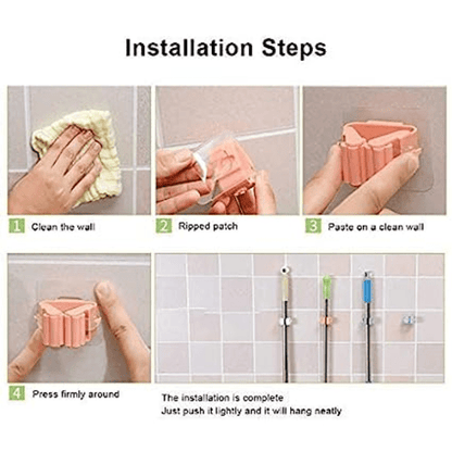 wall mounted mop holder self-adhesive broom holder