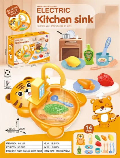 Kids kitchen sink with water  rotation