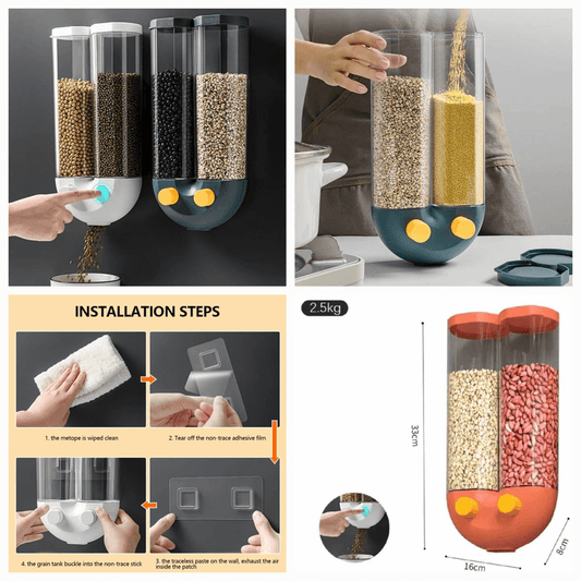 2 partition u-shape 2.5l cereal dispenser