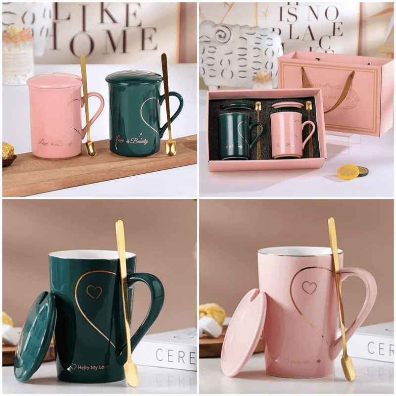 Love sign ceramic couple mug set