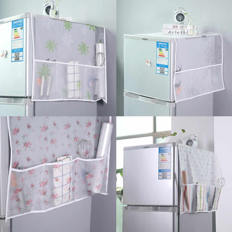 Refrigerator printed fridge cover with 6 pockets organizer