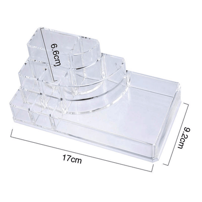 Corner acrylic multi compartment makeup organizer