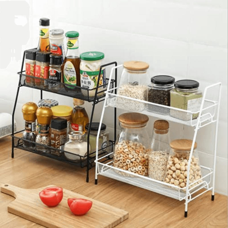 Kitchen portable modern storage 2 layer spice rack