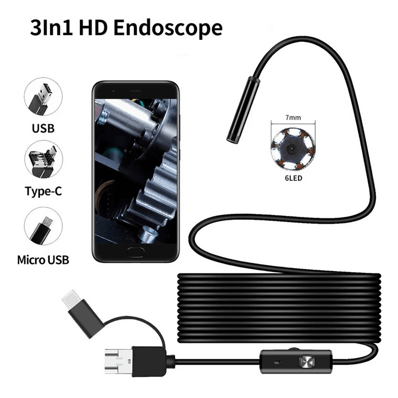 3 in 1 type-c android 6 leds usb endoscope mini camera