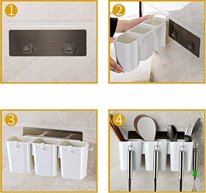 Self-adhesive wall mounted kitchen drain storage rack