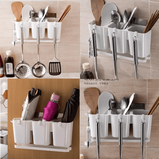 Self-adhesive wall mounted kitchen drain storage rack