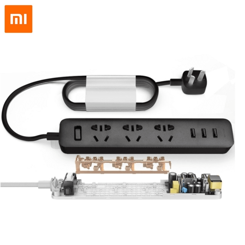 Xiaomi - mi power strip 3 sockets (universal, usb), black