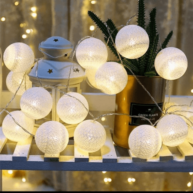 Cotton balls fairy lights