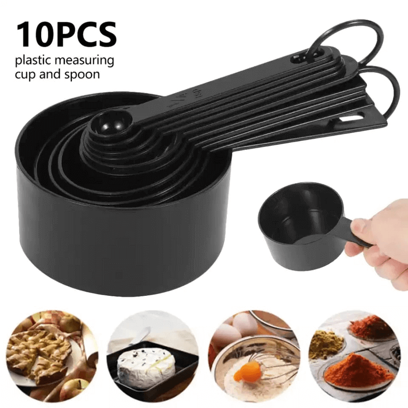 10pcs plastic measuring cups and spoons