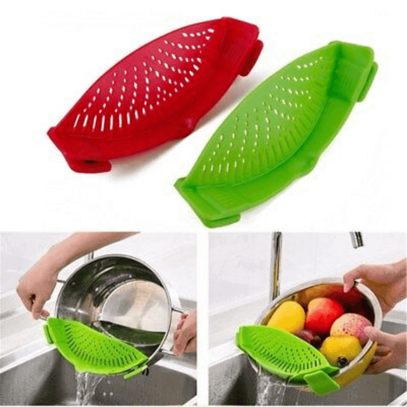 Kitchen gizmo snap strain strainer clip