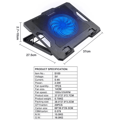 S100 adjustable notebook gaming cooler fan laptop stand