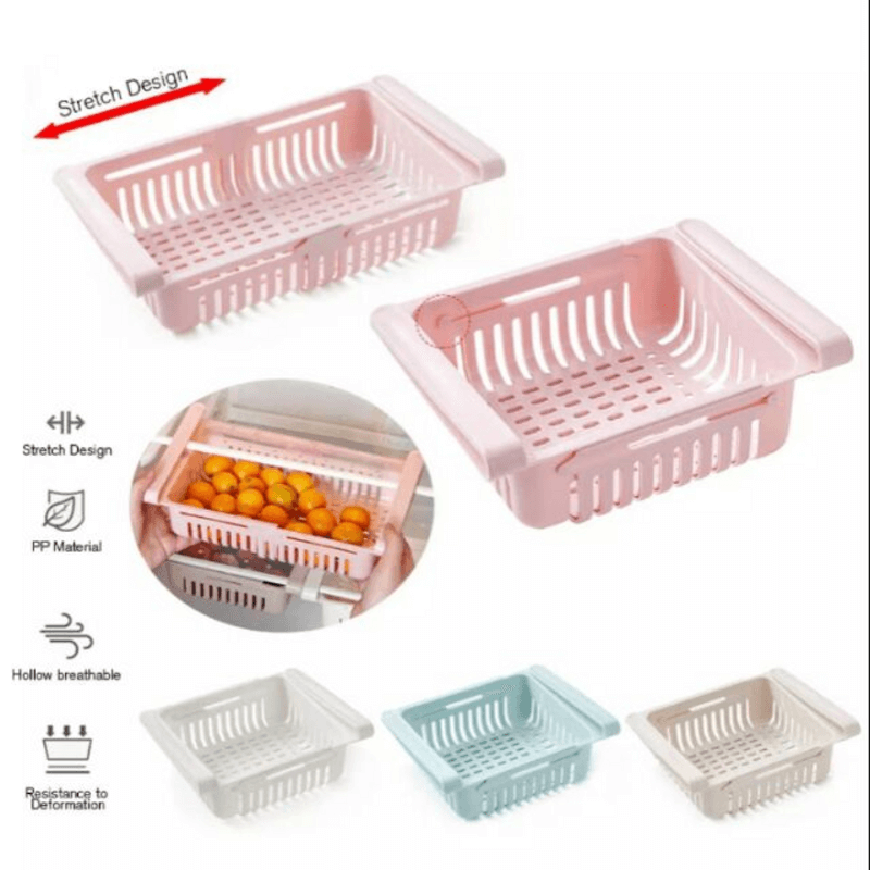 Adjustable fridge storage basket