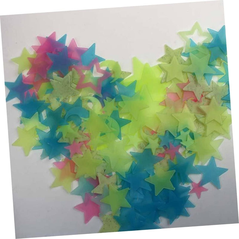 100pcs/stars luminous fluorescent 3d wall stickers