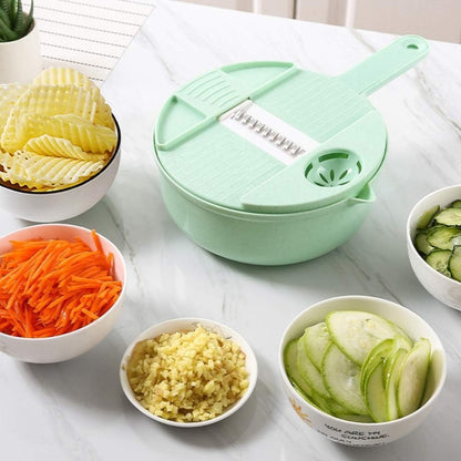 Wet basket vegetable cutter slicer drainer with handle