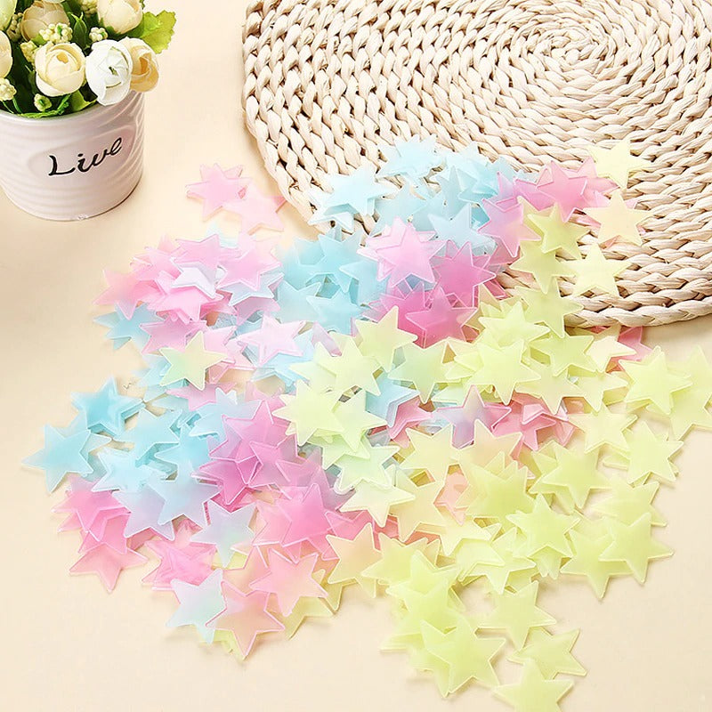 100pcs/stars luminous fluorescent 3d wall stickers 