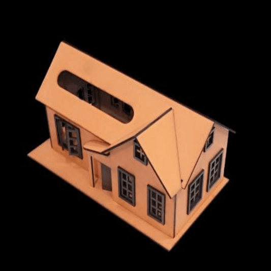 Wooden tissue box house shape unique design