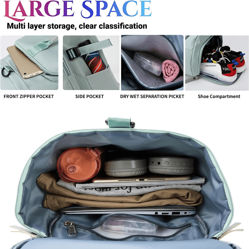 Sports duffle backpack with shoe compartment