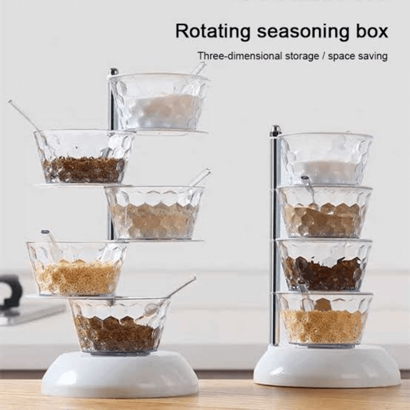 Kitchen crystal rotatable seasoning box 5 layer