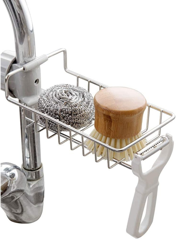 Stainless steel faucet rack sponge holder