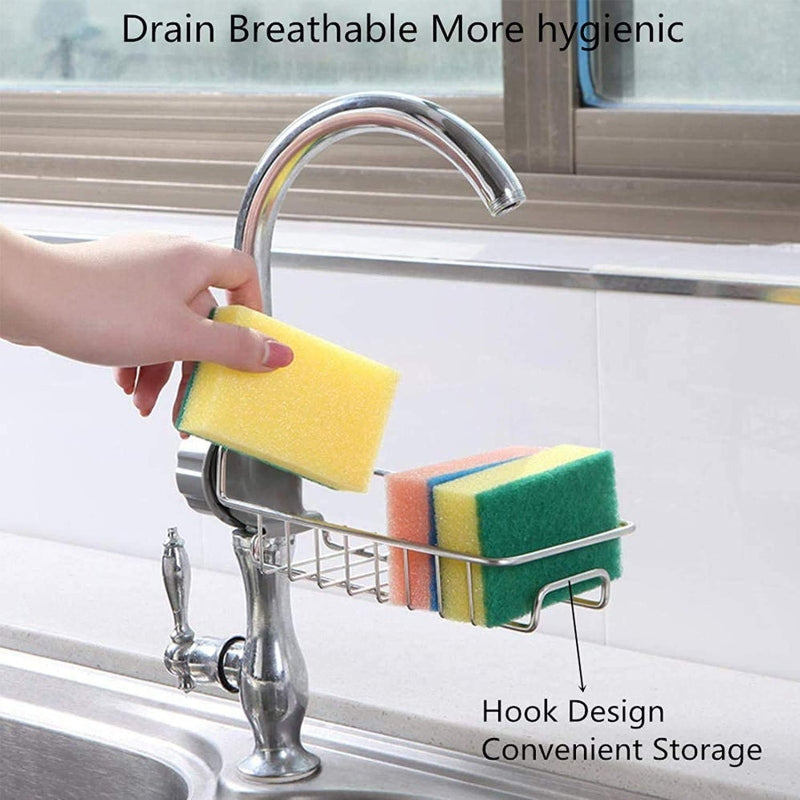 Stainless steel faucet rack sponge holder