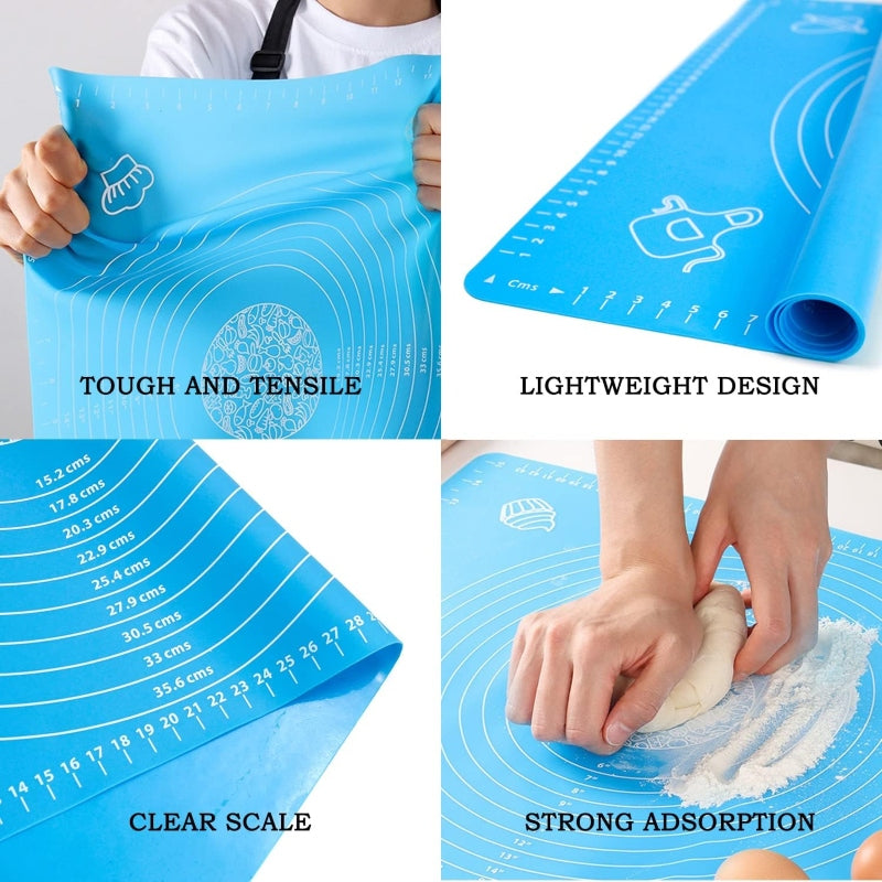 Measuring baking silicone mat for pastry and roti rolling