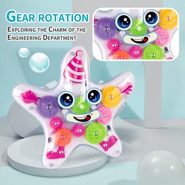 360 rotating gear star fish bump and go with light and sound