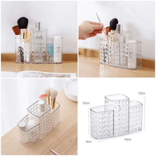 Acrylic diamond cut makeup organizer