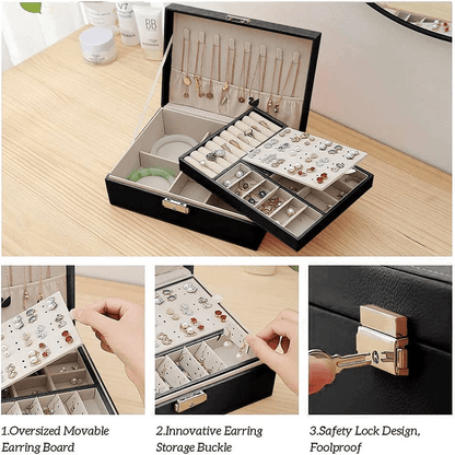 2 layer leather jewelry organizer